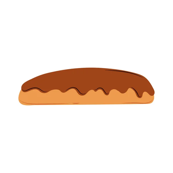 French Eclair Vector Flat Illustration Cartoon Bakery Food — Stok Vektör