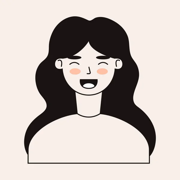 Doodle Face Happy Woman Avatar Social Media Line Art People —  Vetores de Stock