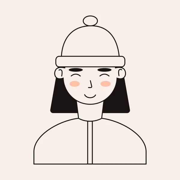 Doodle Face Avatar Social Media Line Art People Face Isolated — Vetor de Stock