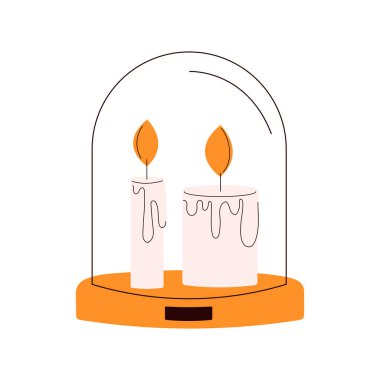 Decorative wax candles vector flat Illustration. Halloween decoration. Magical elements.