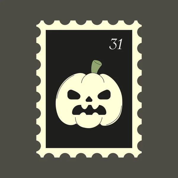 Halloween Poststempelvektor Flache Abbildung Retro Briefmarke — Stockvektor