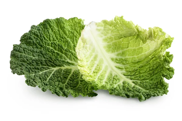 Savoy cabbage leaves isolated on white background with clipping path and full depth of field — Stock Photo, Image