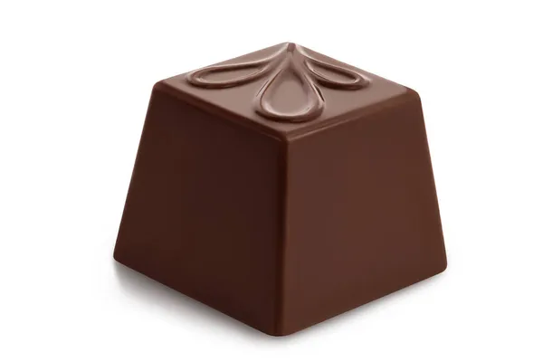 Chocolate doce isolado no fundo branco com caminho de recorte e profundidade total de campo — Fotografia de Stock