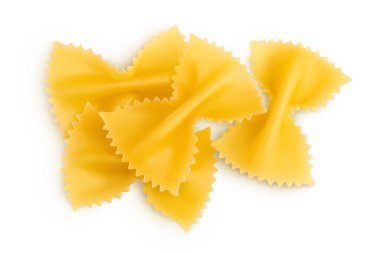 Papyonlu makarna, kırpma yolu ve tam derinlikteki beyaz arkaplanda izole edildi. Üst Manzara. Düz yatıyordu.