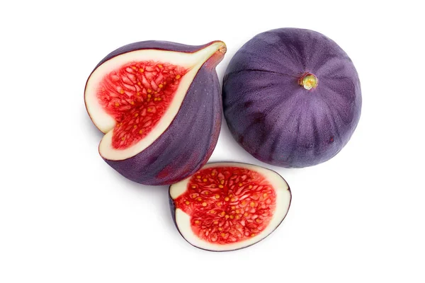 Fig fruits isolated on white background with clipping path. Top view. Flat lay — Stock Photo, Image