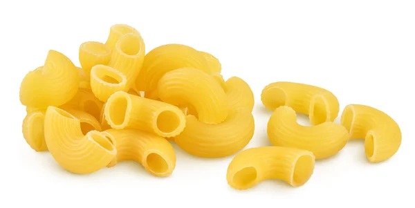 Raw macaroni pasta isolated on white background with clipping path and full depth of field — Stock Photo, Image