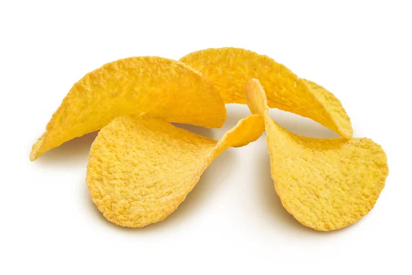 Batatas fritas isoladas em fundo branco com caminho de recorte e profundidade total de campo. — Fotografia de Stock