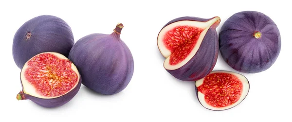 Fig fruits isolated on white background with clipping path. Set or collection — Stock Photo, Image