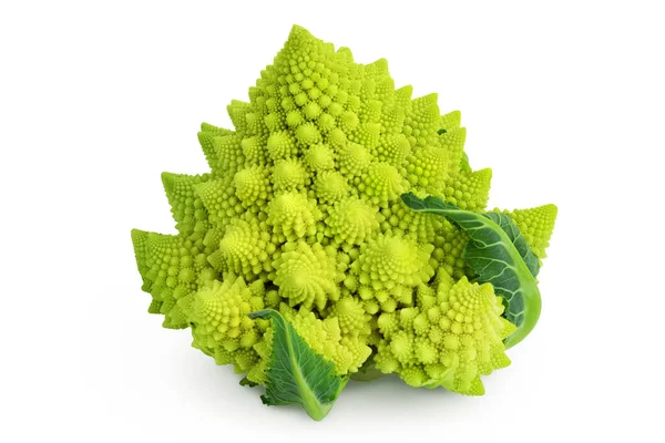 Λάχανα μπρόκολου Romanesco ή Roman Cauliflower που απομονώνονται σε λευκό φόντο με μονοπάτι αποκοπής και πλήρες βάθος πεδίου — Φωτογραφία Αρχείου