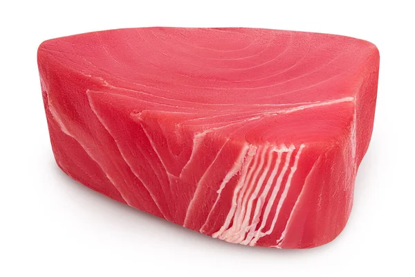 Friss tonhal filé steak izolált fehér alapon vágási útvonal és teljes mélysége mező — Stock Fotó