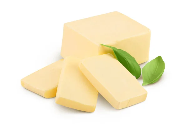 Manteiga isolada em fundo branco com caminho de recorte e profundidade total de campo — Fotografia de Stock