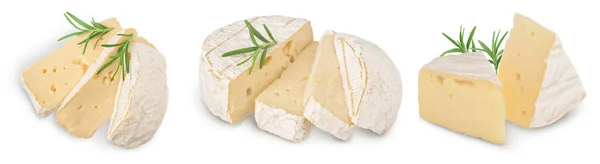 Τυρί Camembert απομονωμένο σε λευκό φόντο με μονοπάτι απόληξης και πλήρες βάθος πεδίου, Σετ ή συλλογή — Φωτογραφία Αρχείου