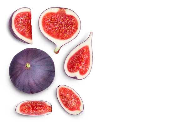 Fig fruits isolated on white background with clipping path. Top view with copy space for your text. Flat lay — Stock Photo, Image