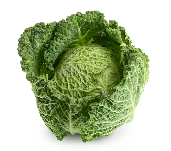 Savoy cabbage isolated on white background with clipping path and full depth of field — Stock Photo, Image