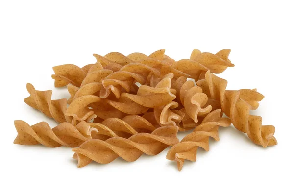 Wolegrain Fusilli Pasta aus Hartweizen isoliert auf weißem Hintergrund mit Clipping-Pfad und voller Schärfentiefe. — Stockfoto