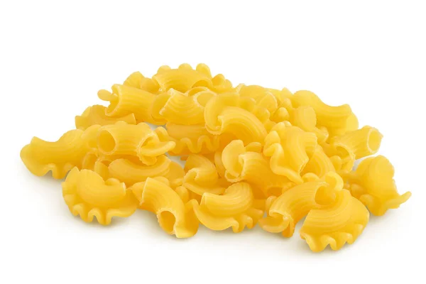 Pasta cornetti creste macaroni isolated on white background with clipping path and full depth of field — Stock Photo, Image