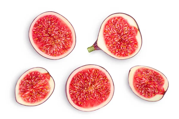 Fig fruits isolated on white background with clipping path. Top view. Flat lay — Stock Photo, Image