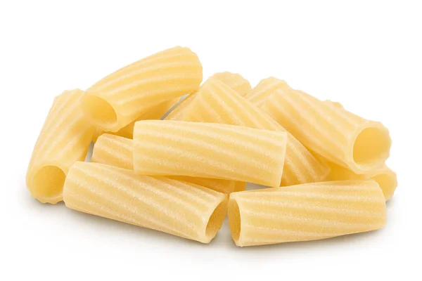 Raw italian tortiglioni pasta isolated on white background with clipping path and full depth of field — Stock Photo, Image