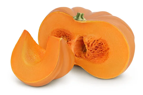 Čerstvé oranžové dýně izolované na bílém pozadí s oříznutou dráhou a plnou hloubkou pole — Stock fotografie