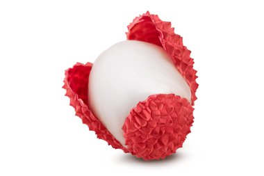 Lychee meyvesi kırpma yolu ve tam derinlik ile beyaz arkaplanda izole