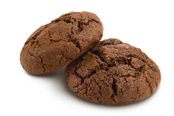 Chocolate cookies isolated on white background with clipping path and full depth of field — Stock Photo, Image