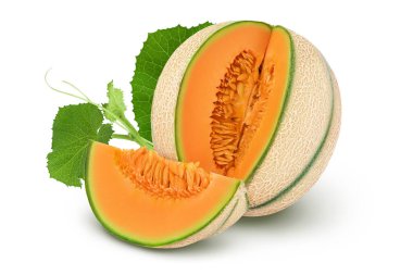 Kavun tam derinlikte beyaz arkaplanda izole edildi