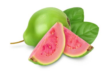 Guava meyvesi tam derinlikte beyaz arkaplanda izole edildi,
