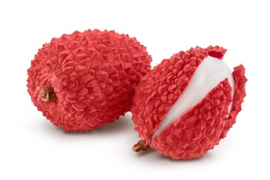 Liçi meyvesi beyaz arkaplanda tam derinlikte izole edilmiş..