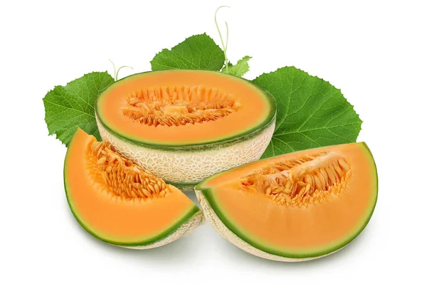 Kantaloupe Melon Isolerad Vit Bakgrund Med Fullt Skärpedjup — Stockfoto