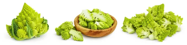 Romanesco Broccoli Cabbage Roman Cauliflower Isolated White Background Full Depth — ストック写真