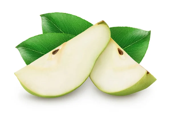 Green Pear Fruit Slices Isolated White Background Full Depth Field — 스톡 사진