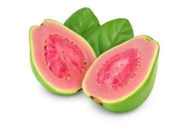 Guava meyvesi tam derinlikte beyaz arkaplanda izole edildi,