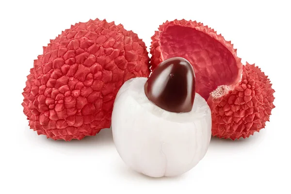 Lychee Fruit Isolated White Background Full Depth Field — Stockfoto