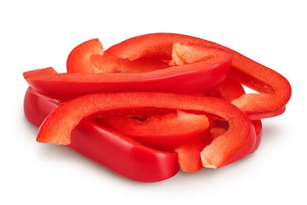 Slices Red Sweet Bell Pepper Isolated White Background — Stockfoto