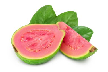 Guava meyvesi tam derinlikte beyaz arkaplanda izole edildi,