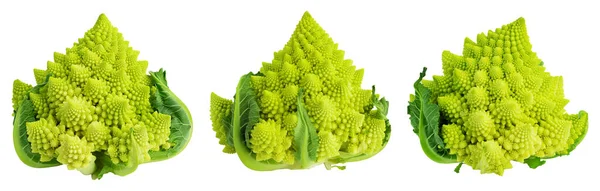 Romanesco Broccoli Cabbage Roman Cauliflower Isolated White Background Set Collection — ストック写真