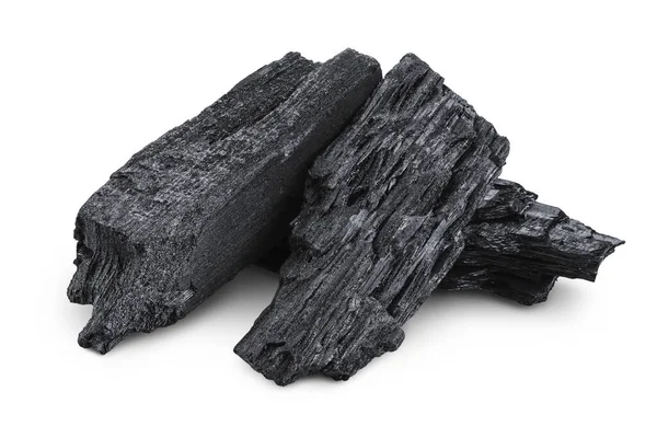 Natural Wooden Charcoal Isolated White Background Full Depth Field —  Fotos de Stock