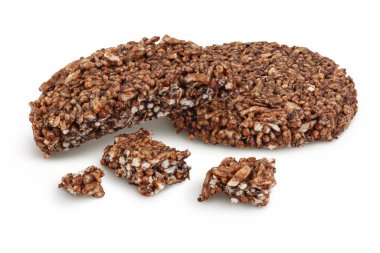 Keçiboynuzu olan amaranth kurabiyeleri beyaz arka planda tam derinlikte izole edilmiş. Sağlıklı yemek.