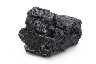 Natural wooden charcoal isolated on white background with full depth of field.