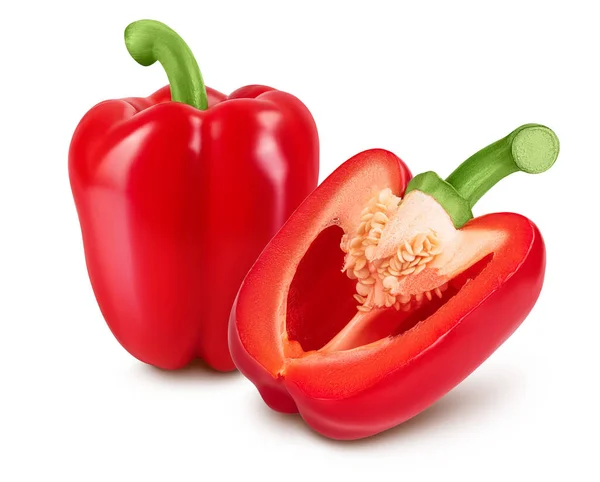 Red Sweet Bell Pepper Half Isolated White Background — Stock Fotó
