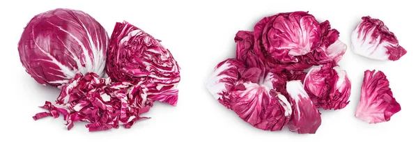 Fresh Red Radicchio Salad Isolated White Background Full Depth Field — Stock Fotó