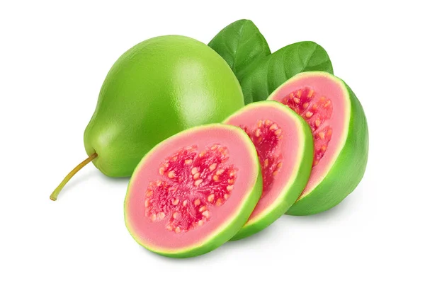Fette Frutta Guava Isolate Fondo Bianco Con Piena Profondità Campo — Foto Stock