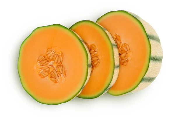 Kantaloupe Melon Isolerad Vit Bakgrund Med Fullt Skärpedjup Högst Upp — Stockfoto