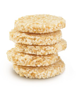 Beyaz arka planda tam derinliğe sahip araranth içeren hindistan cevizi kurabiyeleri. Sağlıklı yemek.