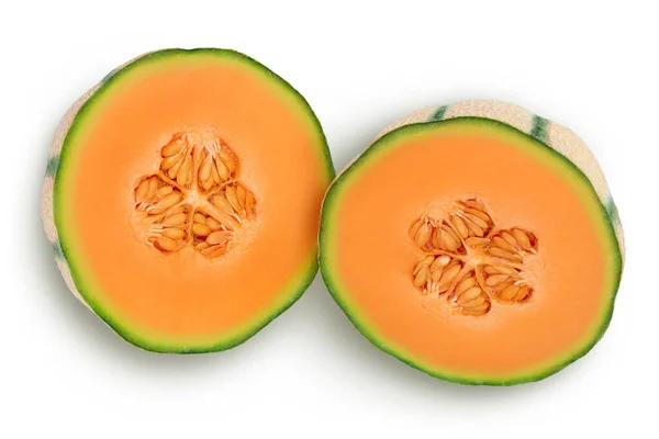 Cantaloupe Melon Half Isolated White Background Full Depth Field Top — Photo