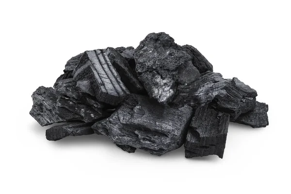 Естественный Древесный Уголь Изолирован Белом Фоне Полной Глубиной Резкости — стоковое фото