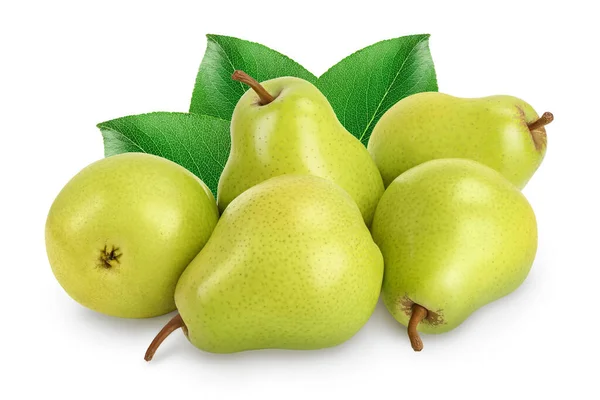 Green Pear Fruit Isolated White Background Full Depth Field — Stok Foto