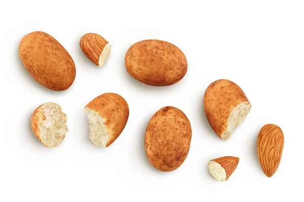 Marzipan Balls Potatoes Almond Isolated White Background Full Depth Field — Zdjęcie stockowe