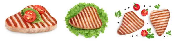 Tuna Fish Steak Grilled Isolated White Background Full Depth Field — Stockfoto