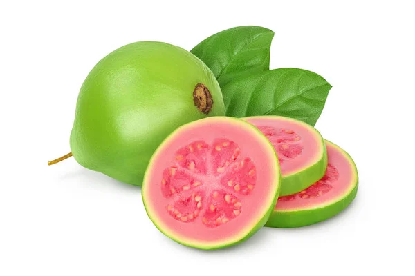 Guava Frukt Skivor Isolerad Vit Bakgrund Med Full Skärpedjup — Stockfoto